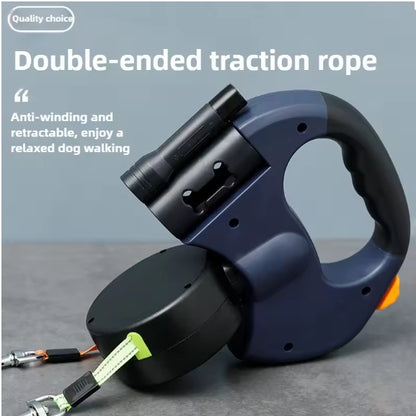 Premium Retractable Double Dog Leash with Light