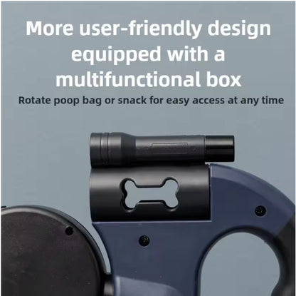 Premium Retractable Double Dog Leash with Light
