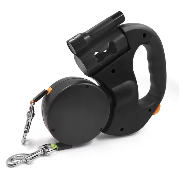 Premium Retractable Double Dog Leash with Light